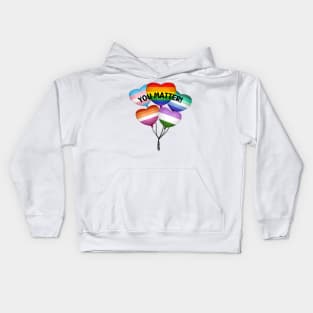 LGBTQ Pride Shirt - "You Matter" Heart Balloons Tee, Colorful Gay Pride Clothing, Supportive Gift for Queer Community Kids Hoodie